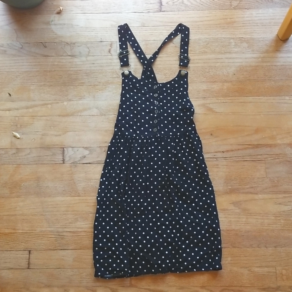 Black and White Polka Dot Overall Dress Size M